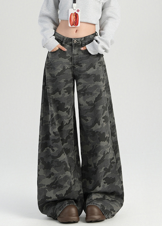CAMO WIDE BUGGY DENIM PANTS BEDES4615