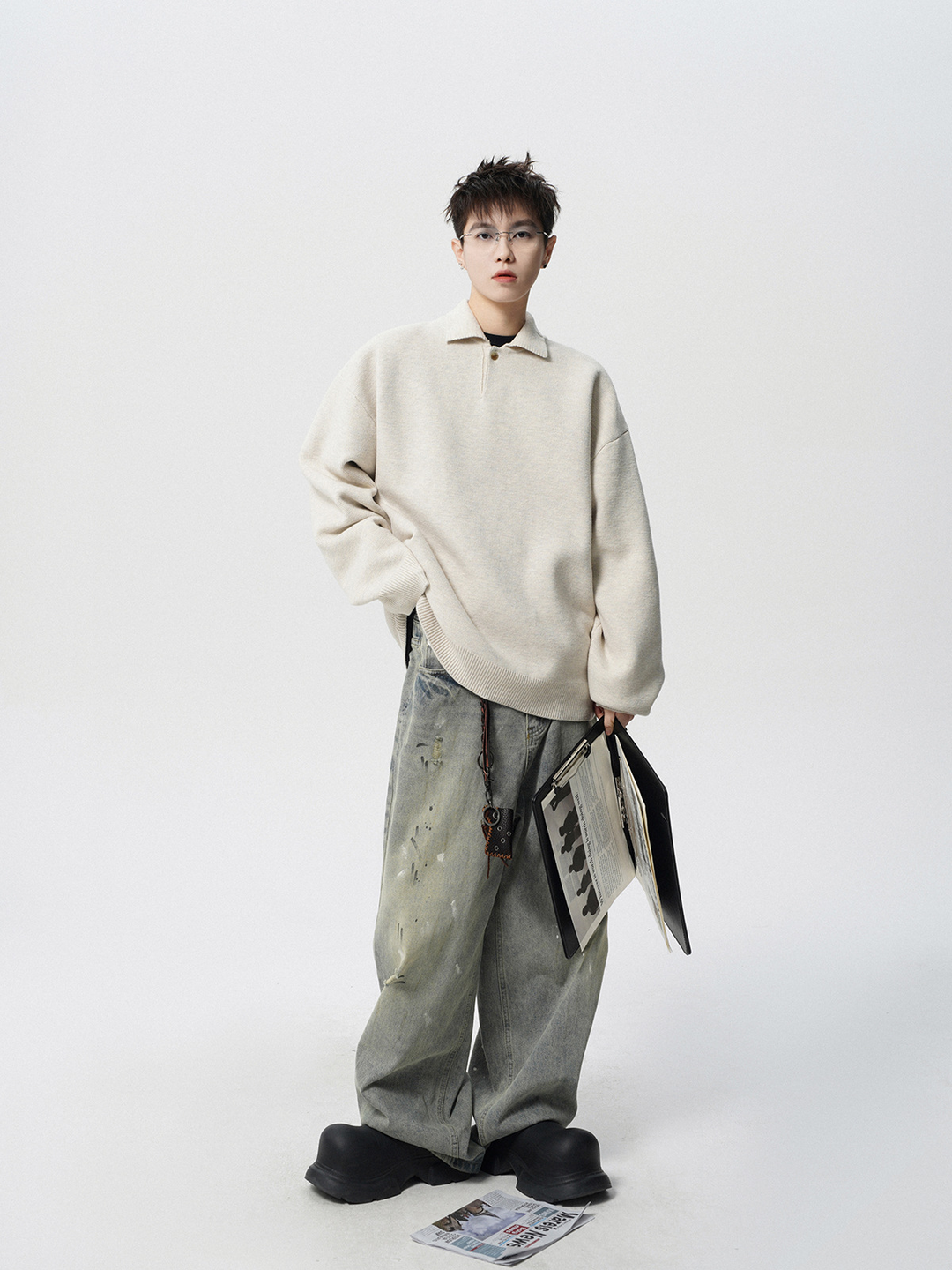 OVERSIZED POLO KNIT SWEATER BEDES4550