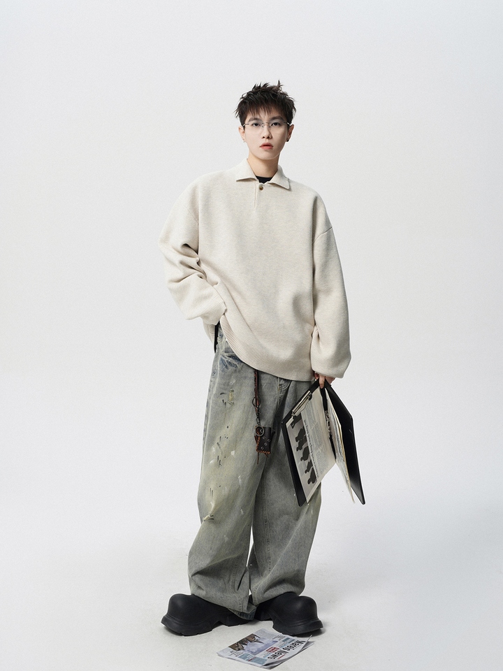 OVERSIZED POLO KNIT SWEATER BEDES4550