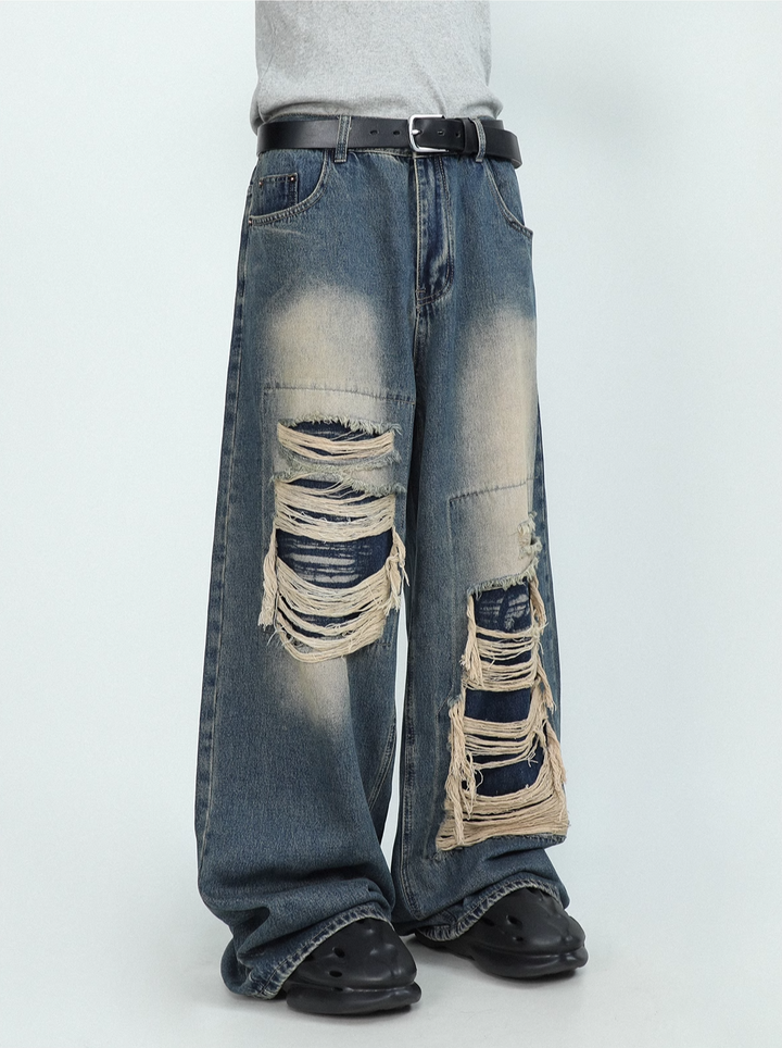 DAMAGED WIDE DENIM PANTS MEDES4372