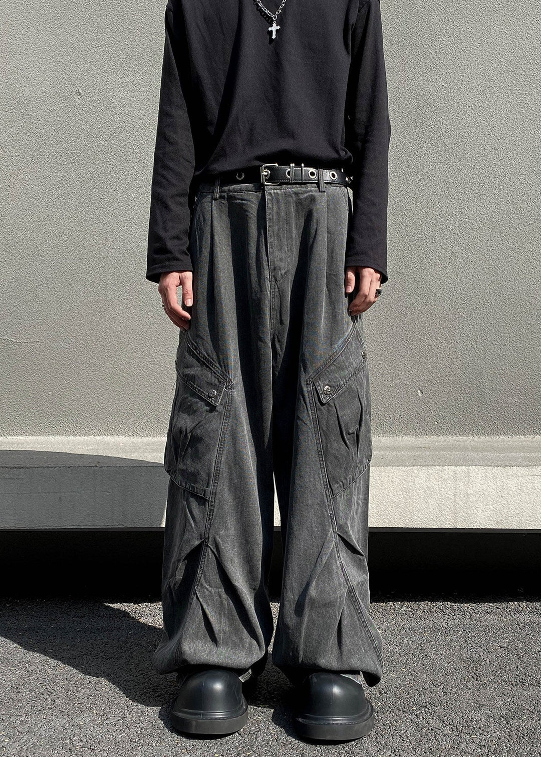 WASHED WIDE CARGO PANTS AEDES4565 - Deuku