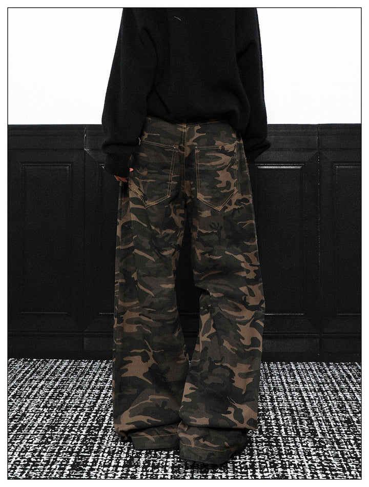 FRONT POCKET WIDE CAMO PANTS AEDES4581 - Deuku