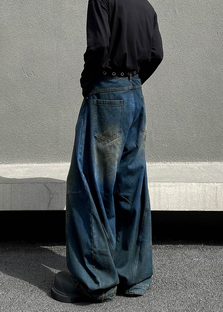 FADE DAMAGED WIDE BAGGY DENIM AEDES4566 - Deuku