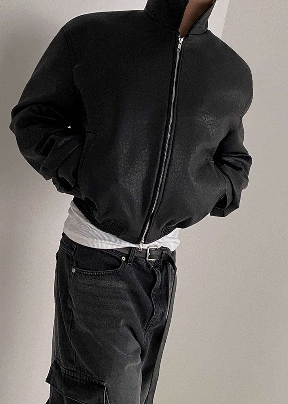 DOUBLE ZIP LEATHER JACKET BEDES4519