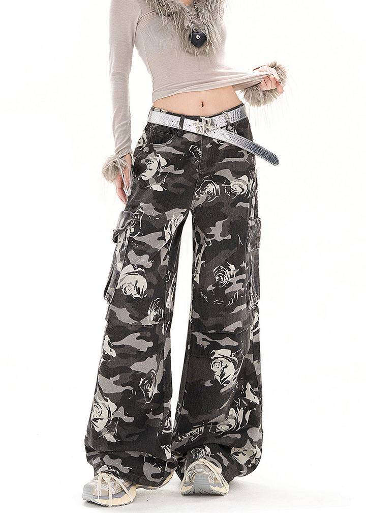 ROSE CAMO WIDE CARGO PANTS AEDES4592