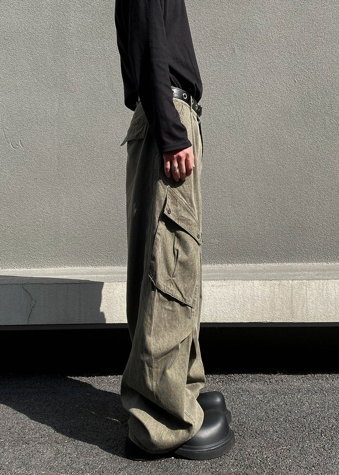 WASHED WIDE CARGO PANTS AEDES4565 - Deuku