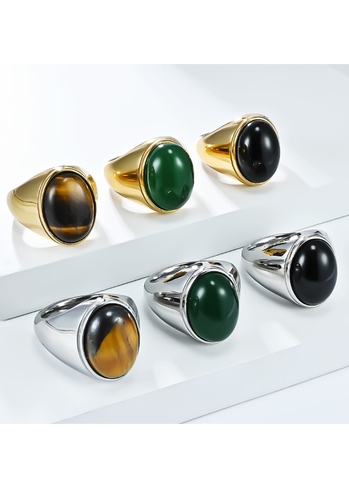 OVAL STONE STAINLESS RING BEDES4704