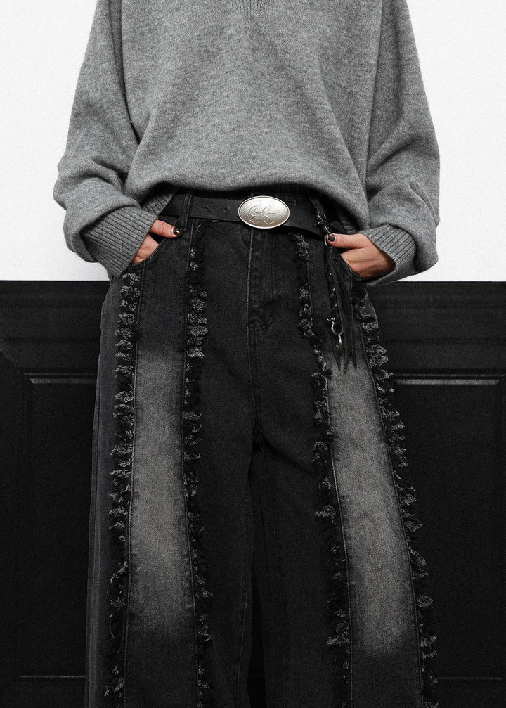 FRINGE STRIPE WIDE DENIM PANTS AEDES4580