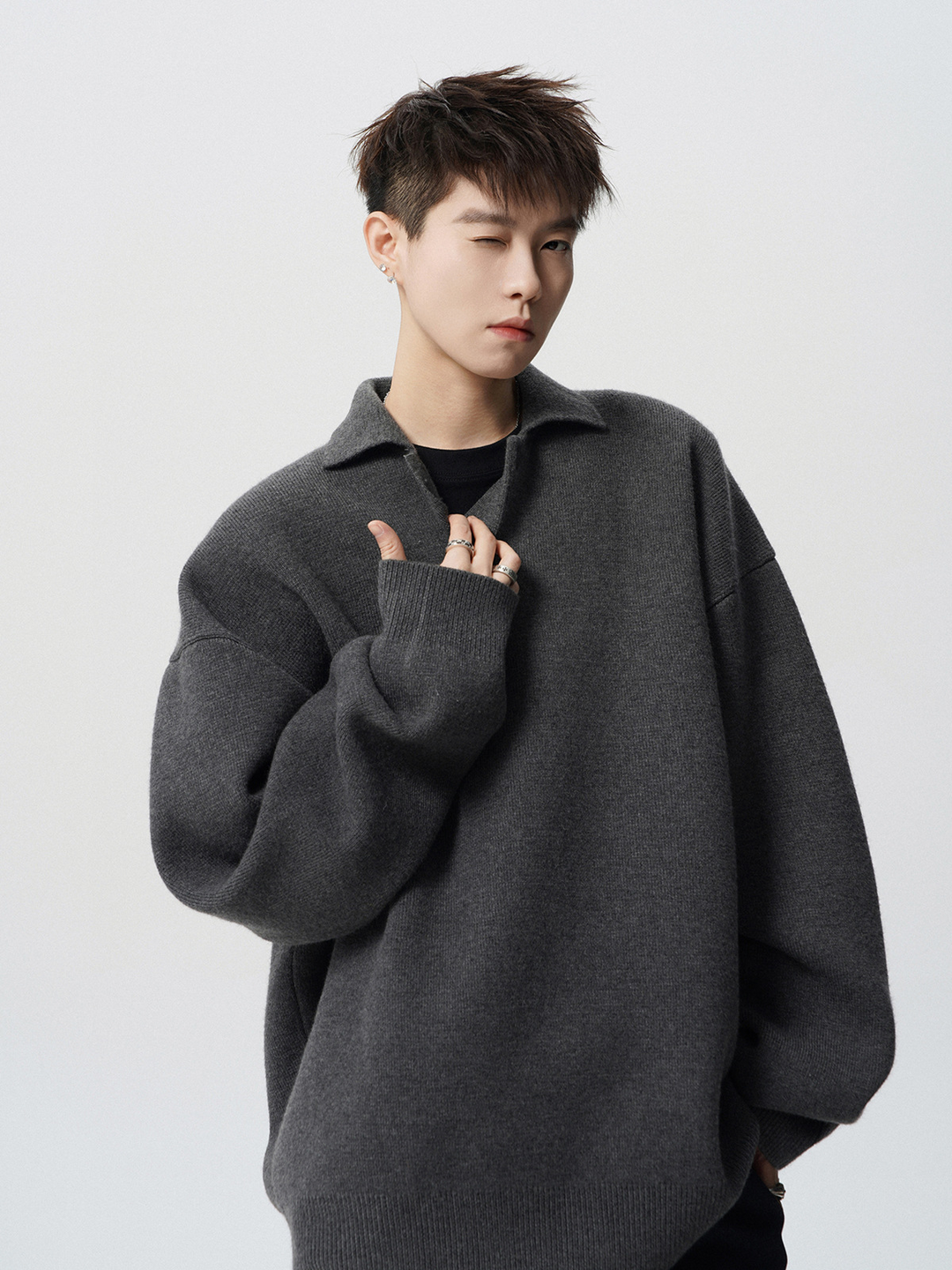 OVERSIZED POLO KNIT SWEATER BEDES4550