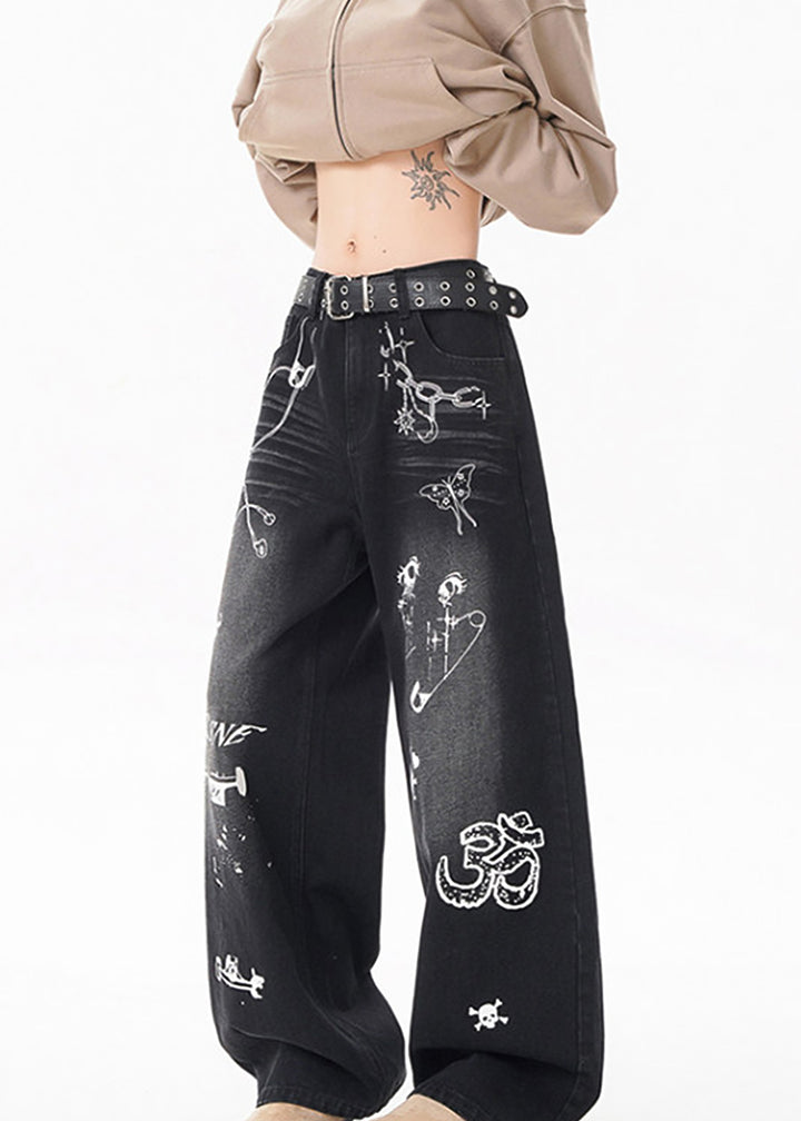 GRAFFITI WIDE LEG DENIM PANTS AEDES4573
