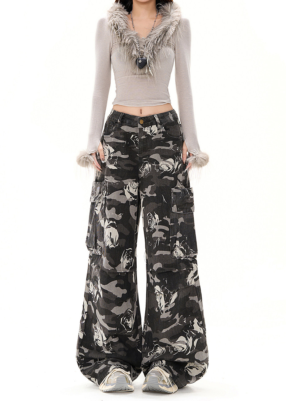 ROSE CAMO WIDE CARGO PANTS AEDES4592