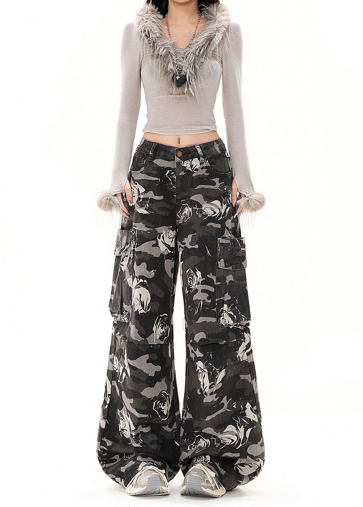 ROSE CAMO WIDE CARGO PANTS AEDES4592