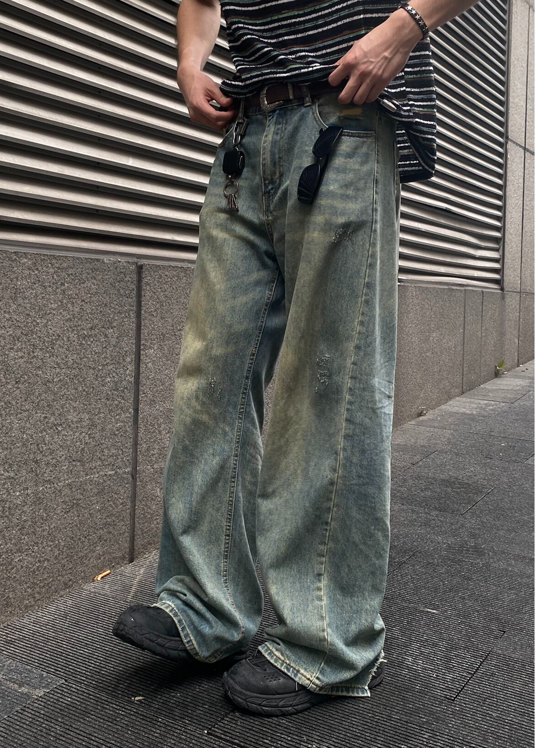 WASHED WIDE DENIM PANTS MNDES2670
