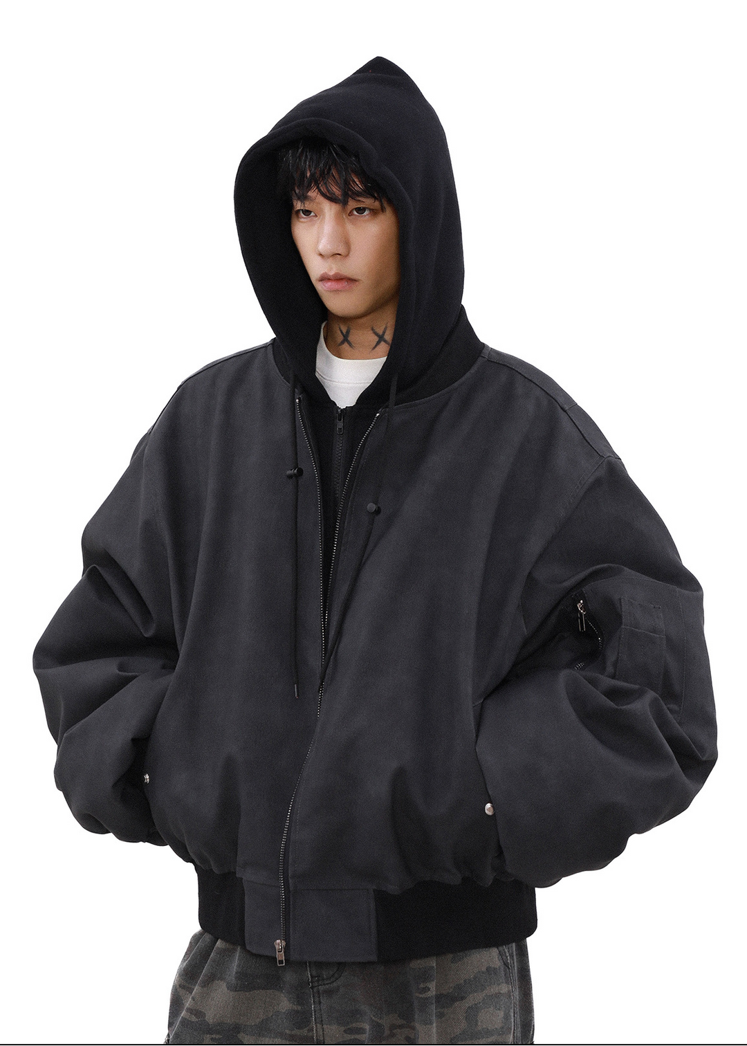 LAYERED HOOD BOMBER JACKET BEDES4537