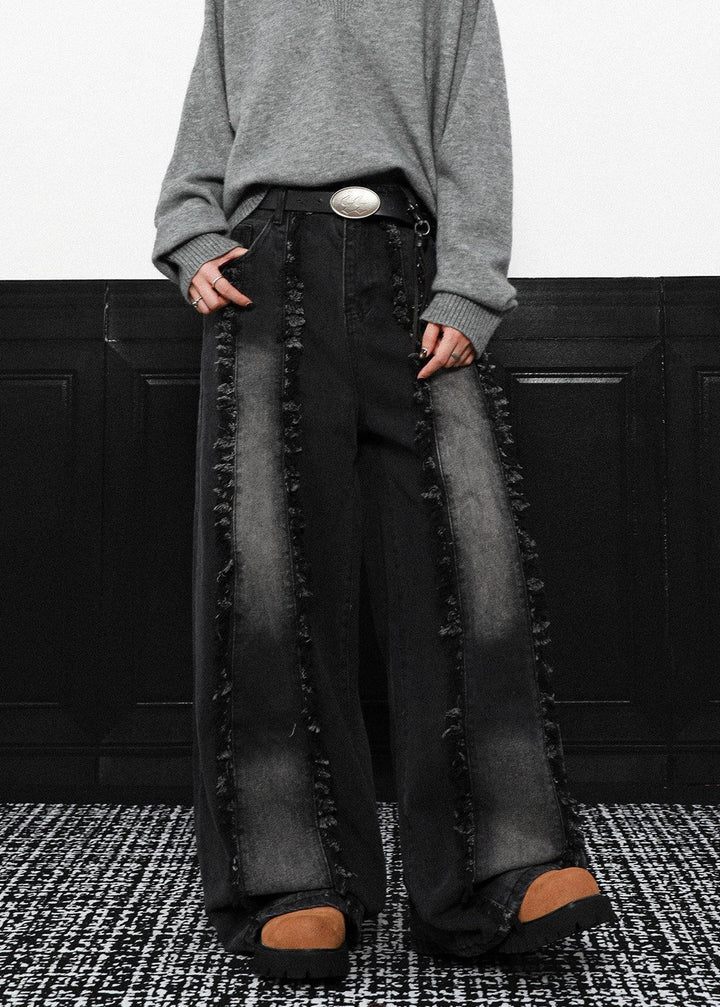 FRINGE STRIPE WIDE DENIM PANTS AEDES4580