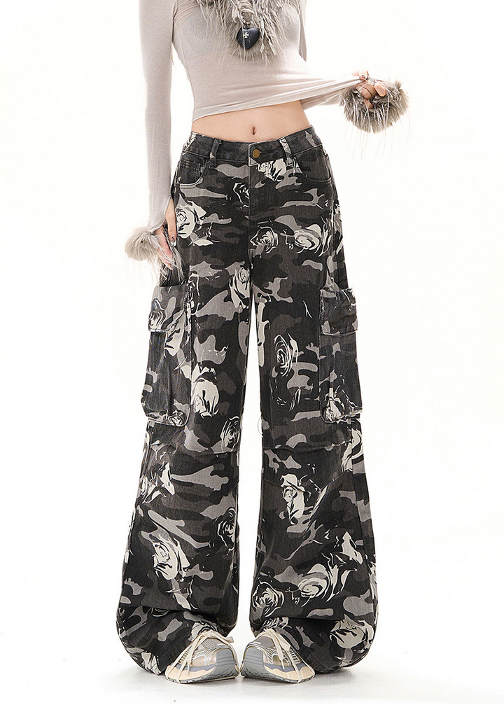 ROSE CAMO WIDE CARGO PANTS AEDES4592