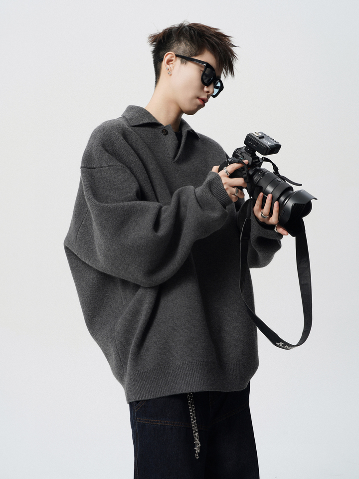 OVERSIZED POLO KNIT SWEATER BEDES4550