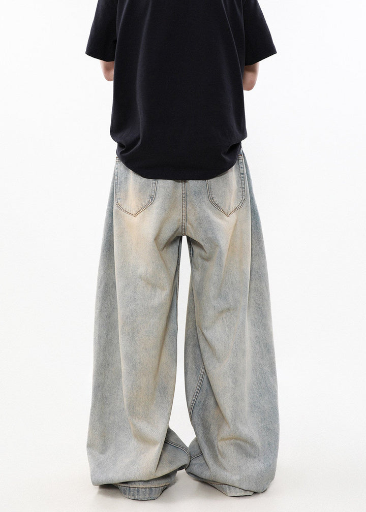 WIDE TUCK WIDE DENIM BAGGY PANTS AEDES4561 - Deuku