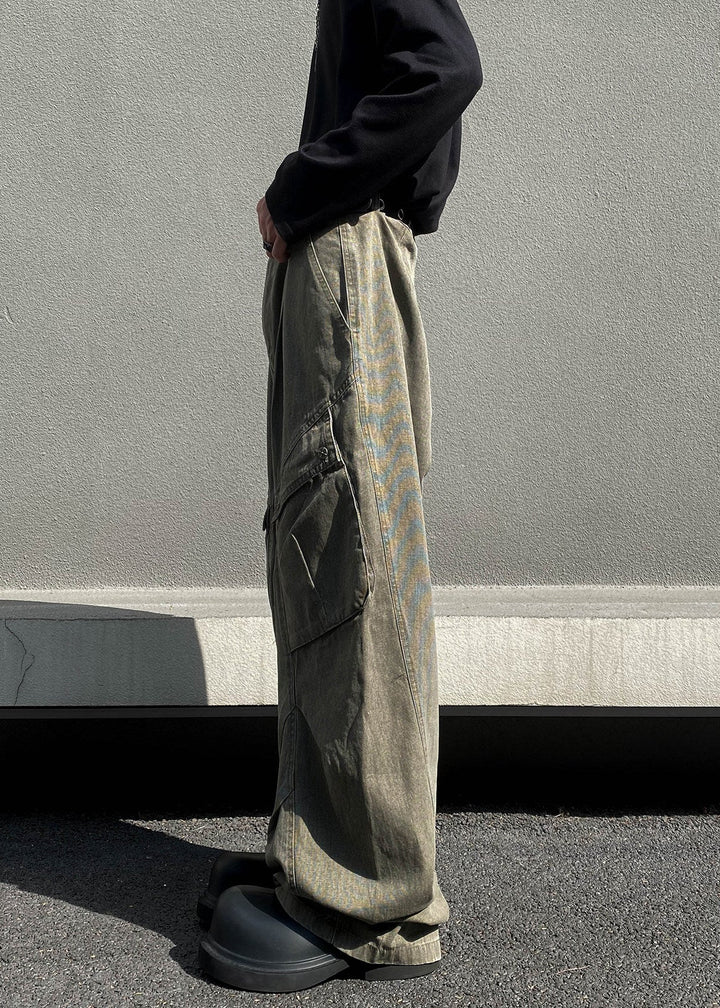 WASHED WIDE CARGO PANTS AEDES4565 - Deuku