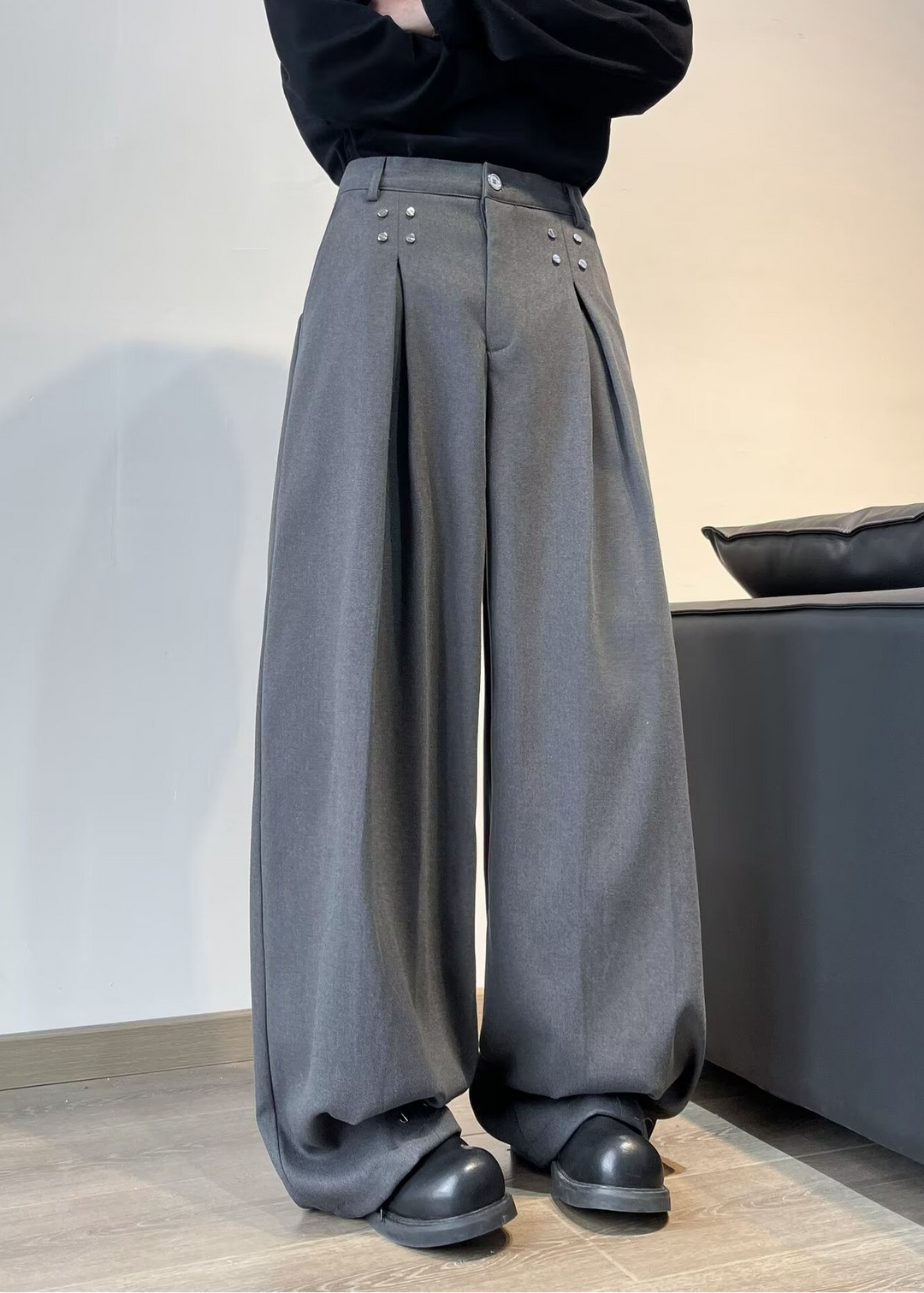 RIVET TUCK WIDE SLACKS BEDES4652