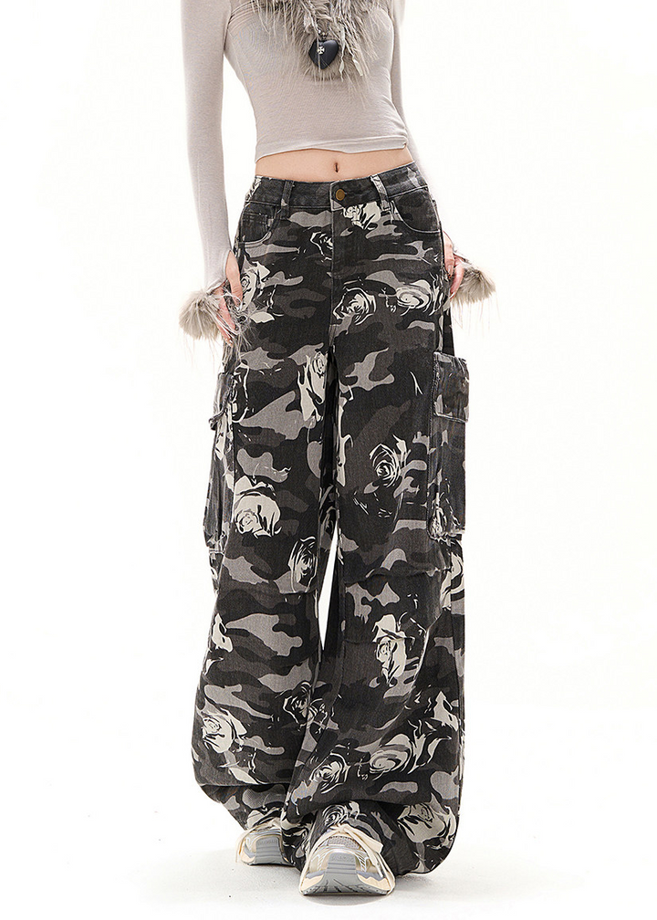 ROSE CAMO WIDE CARGO PANTS AEDES4592