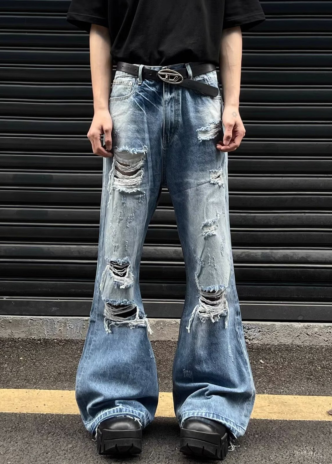 HEAVY DAMAGE FLARE DENIM PANTS BEDES4747