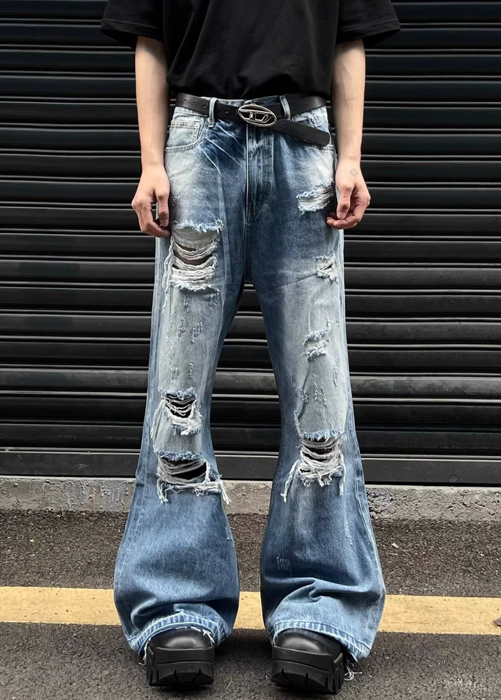 HEAVY DAMAGE FLARE DENIM PANTS BEDES4747