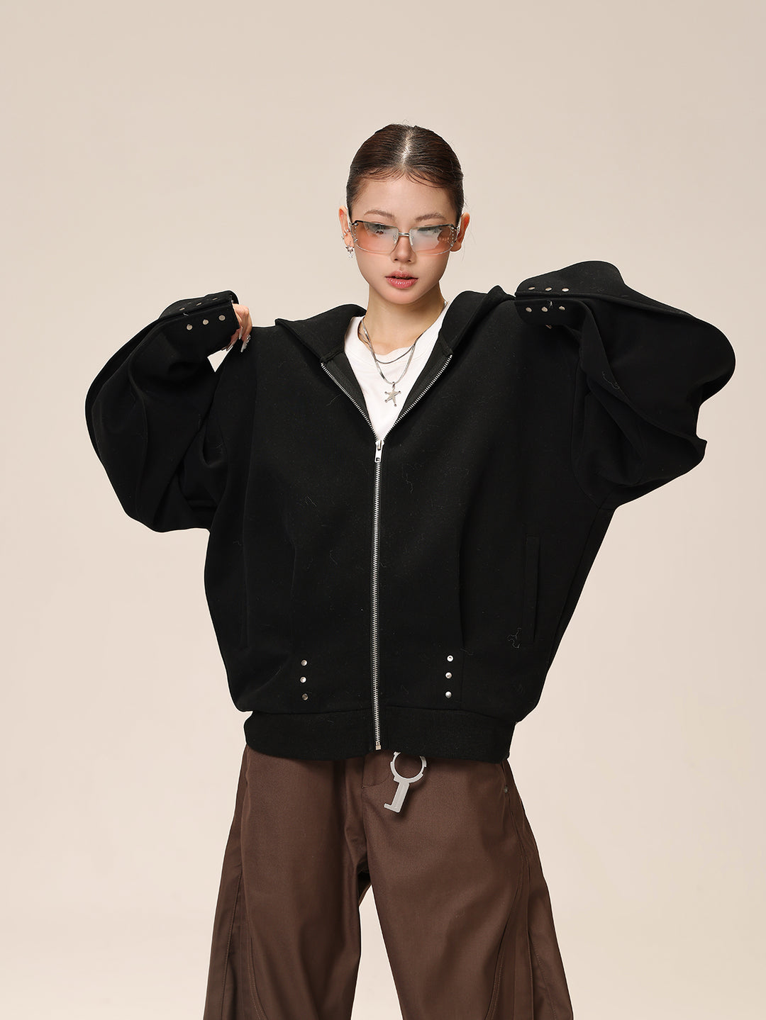 TUCKED OVERSIZED ZIP PARKA ASDES4507