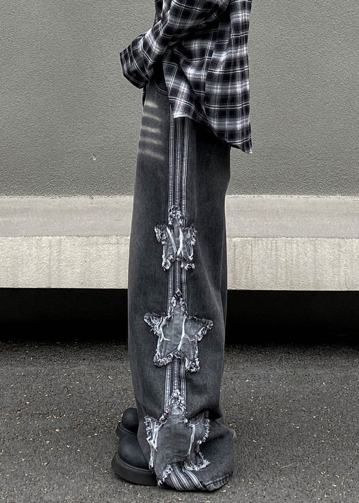 STAR PATCHED WIDE DENIM PANTS AEDES4556