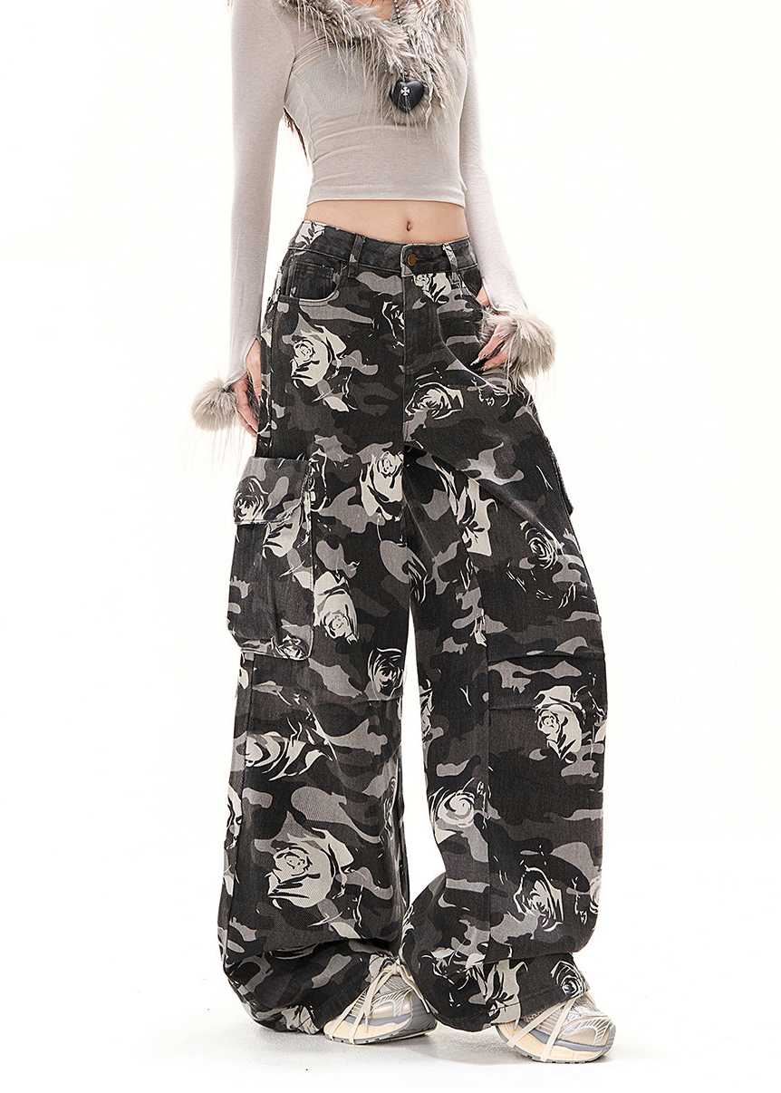 ROSE CAMO WIDE CARGO PANTS AEDES4592