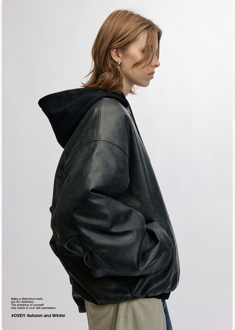 GATHERED BACK HOODED BOMBER JACKET BEDES4534