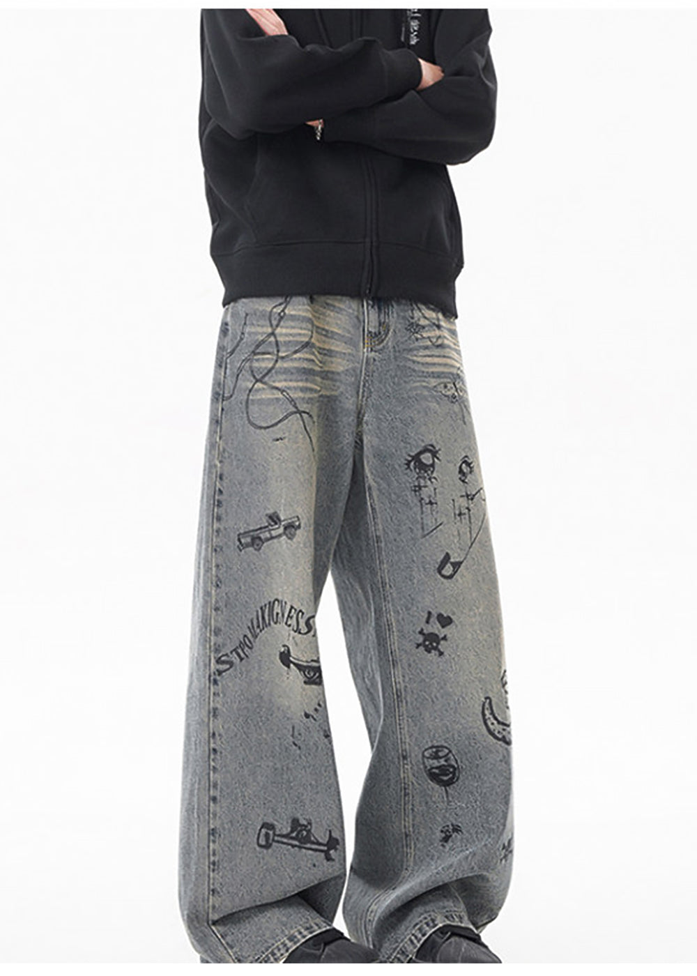 GRAFFITI WIDE LEG DENIM PANTS AEDES4573
