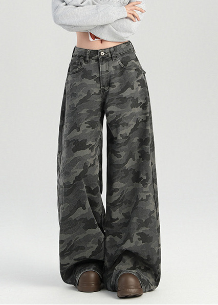 CAMO WIDE BUGGY DENIM PANTS BEDES4615