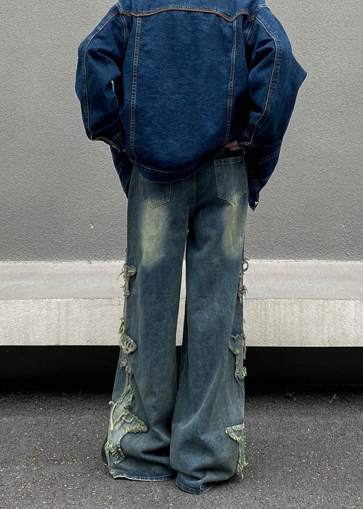 STAR PATCHED WIDE DENIM PANTS AEDES4556