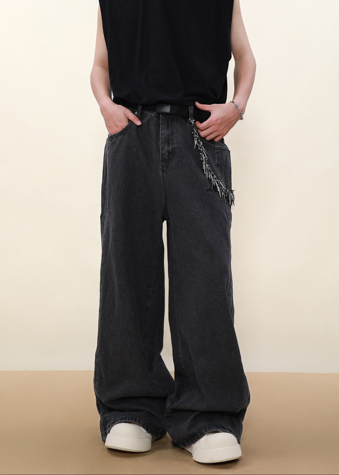 SIDE SNAP WIDE DENIM PANTS AEDES4594