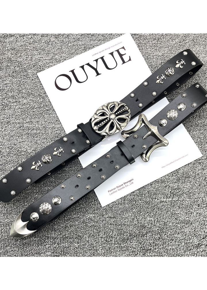 GOTHIC METAL LEATHER BELT BEDES4727