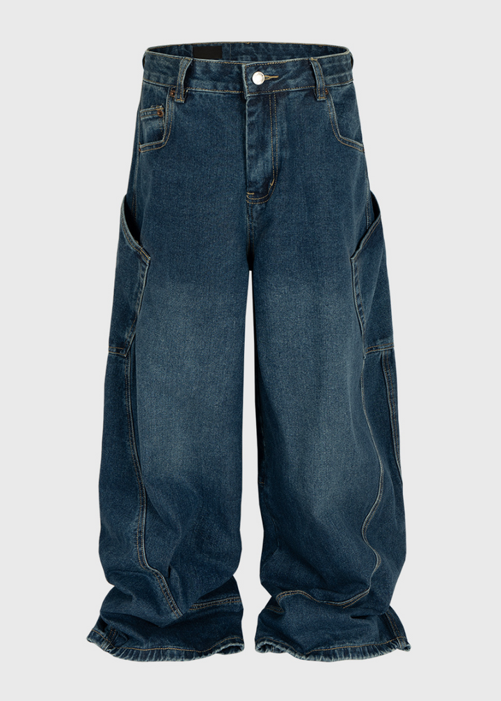 CURVED PANEL BARREL WIDE DENIM BEDES4697