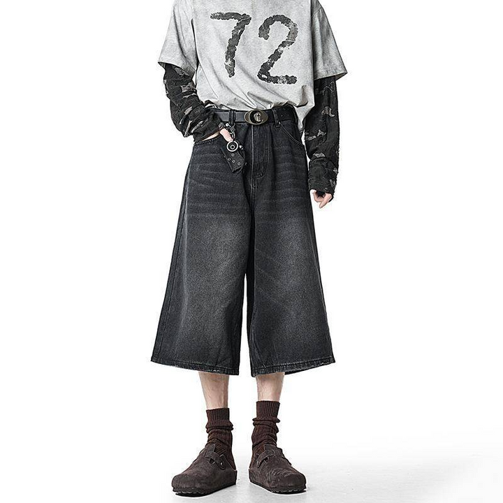 WIDE BUGGY DENIM BERMUDA PANTS BEDES4641
