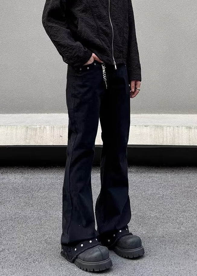 STUDDED FLARE DENIM PANTS BEDES4751