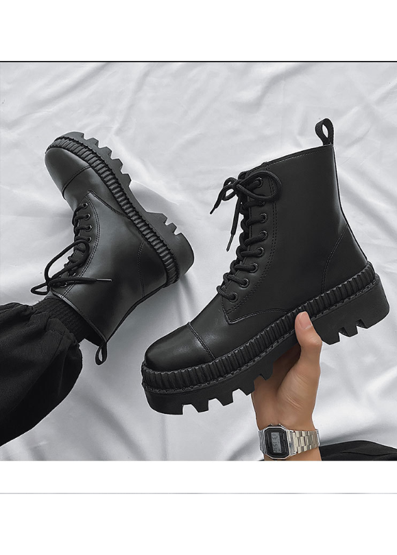 SIDE ZIP COMBAT PLATFORM BOOTS BEDES4546