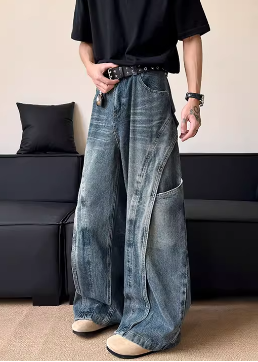 3D PANEL WIDE DENIM PANTS DFDES4588