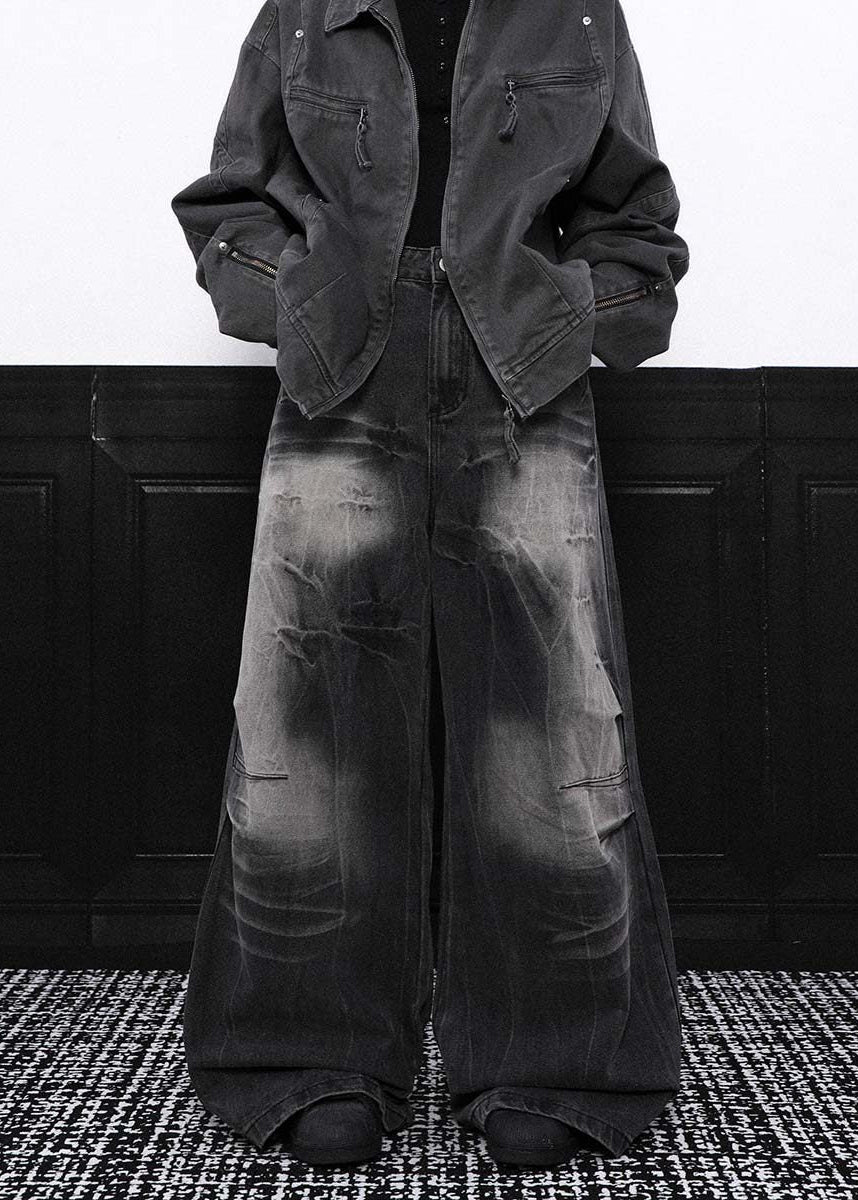 DESIGNED FADE WIDE BAGGY DENIM PANTS AEDES4569 - Deuku