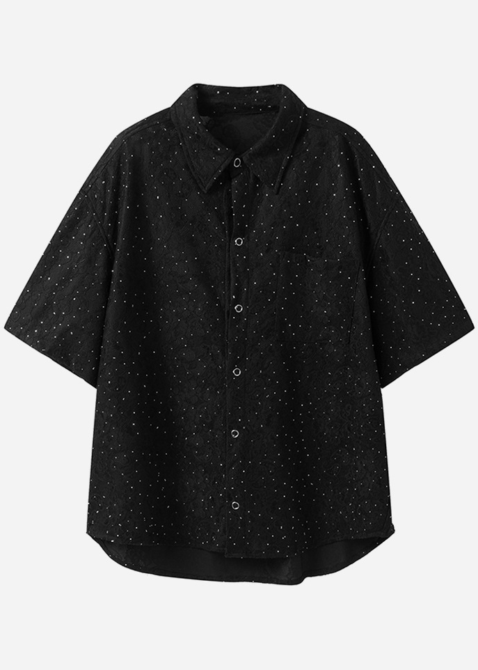 STUDDED LACE SHORT SLEEVE SHIRT BEDES4631