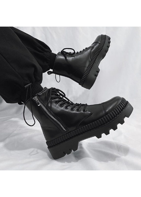 SIDE ZIP COMBAT PLATFORM BOOTS BEDES4546
