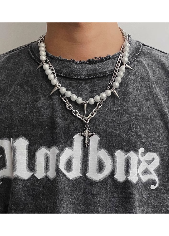 SPIKE PEARL NECKLACE BEDES4604