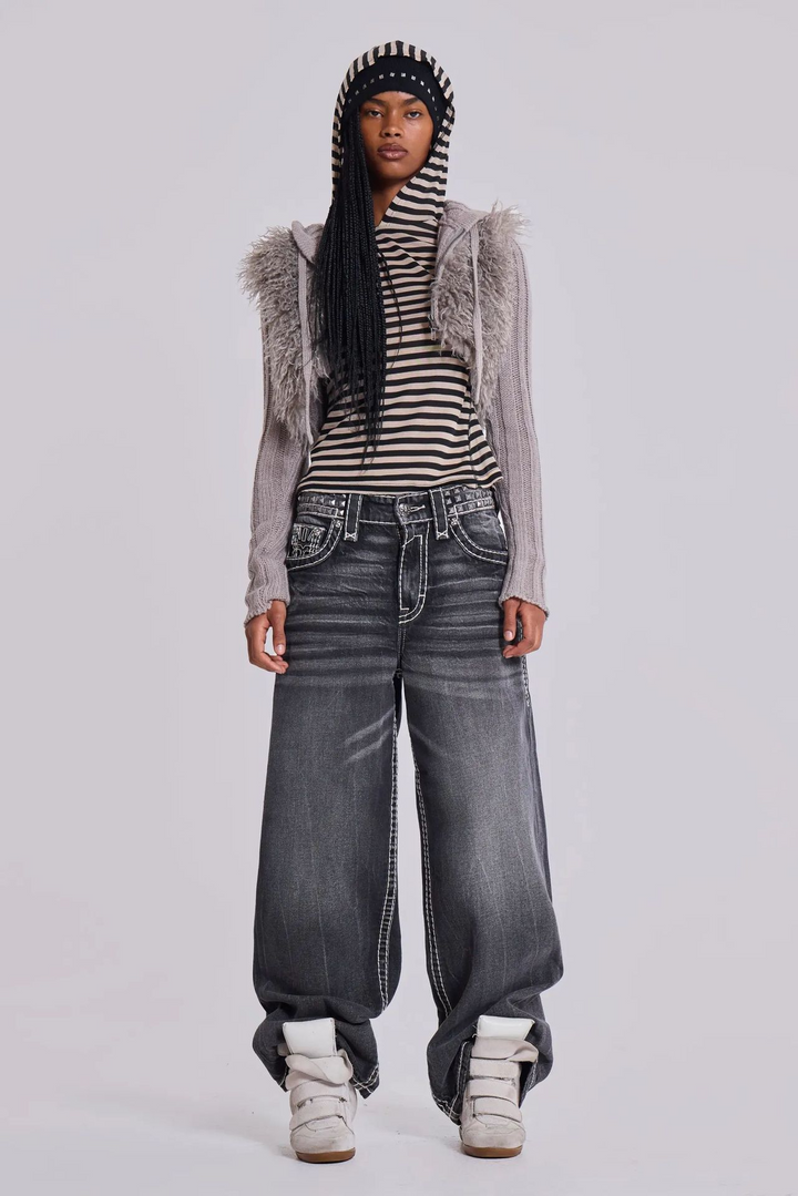 STRIPE HOODED SLIM TOP BEDES4616