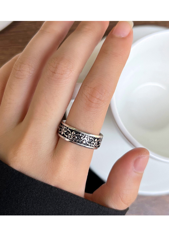 VINTAGELIKE FLORAL ENGRAVED BAND RING BEDES4708