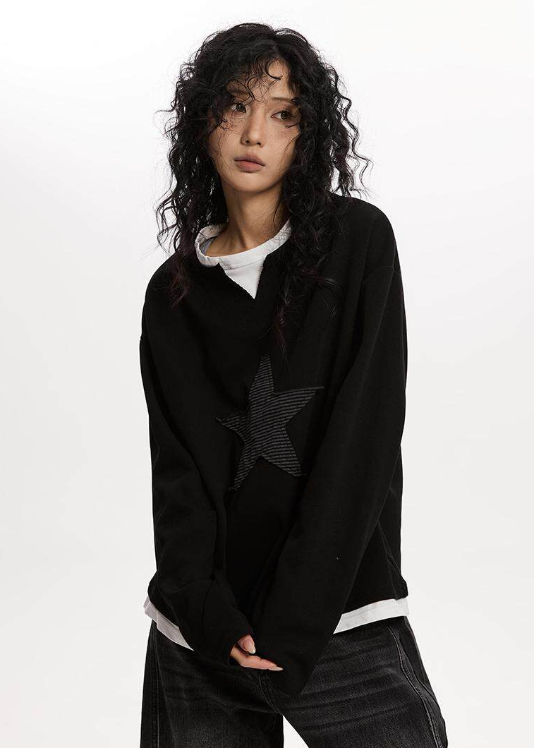 STAR PATCH LONG T-SHIRT DFDES4618