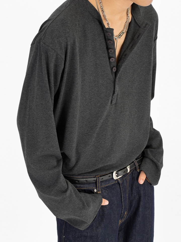 RELAXED HENLEY T-SHIRT BEDES4675