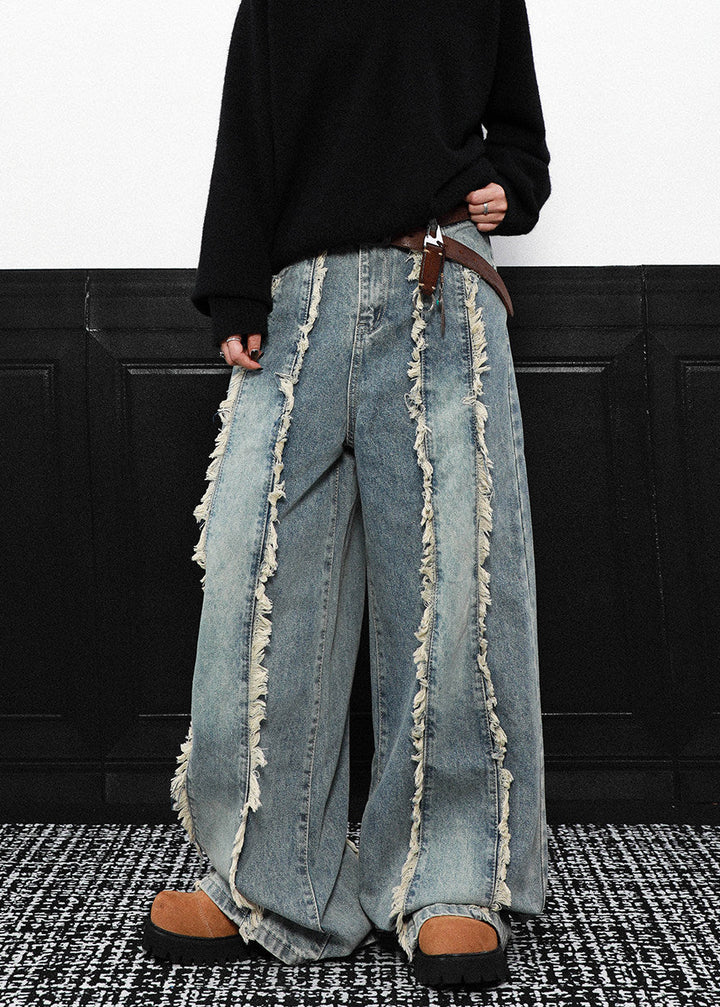 FRINGE STRIPE WIDE DENIM PANTS AEDES4580